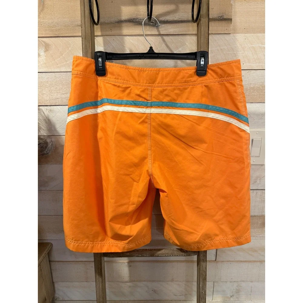 Gap Mens Orange Board Shorts Teal White Side Stripe Swim Trunks Large